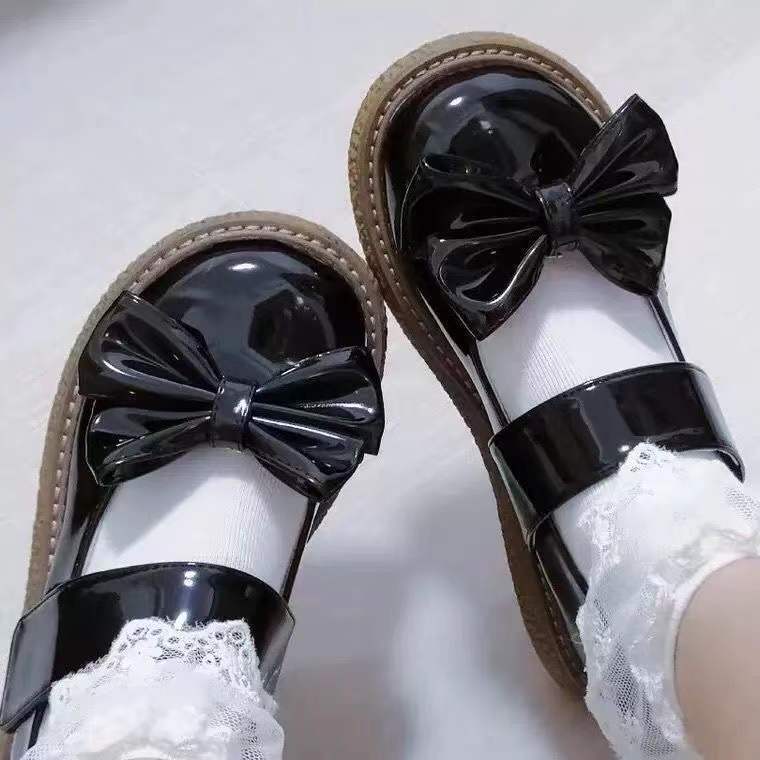 原宿女鞋軟妹鞋厚底魔術貼小皮鞋女新款英倫風大頭復古單鞋學院風
