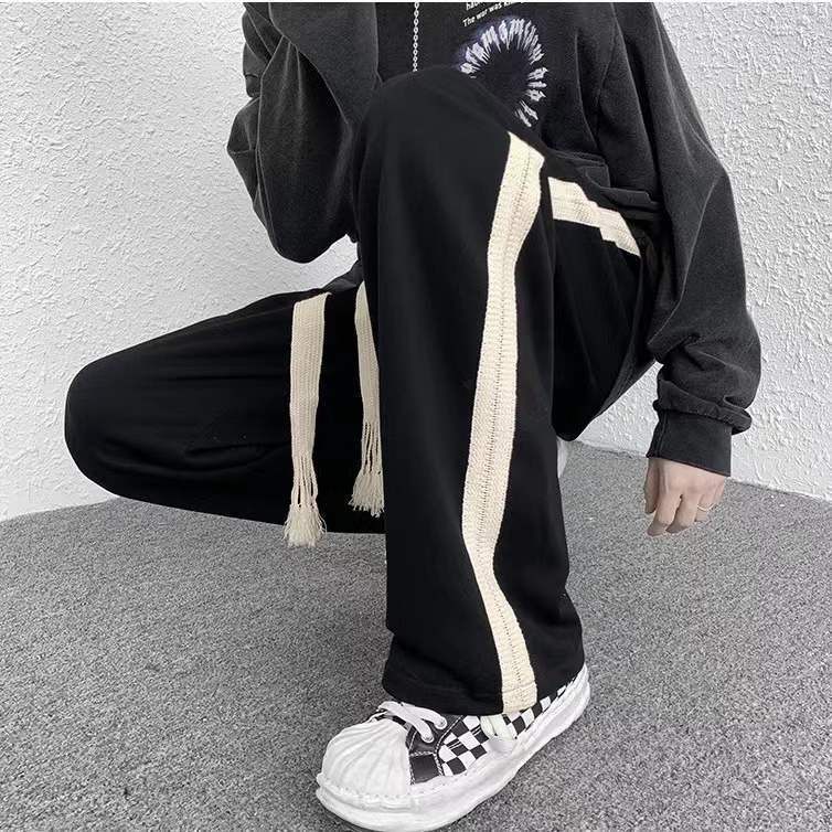  spring and autumn new woven trousers men's Korean version loose trendy handsome high street straight wide-leg sports casual pants