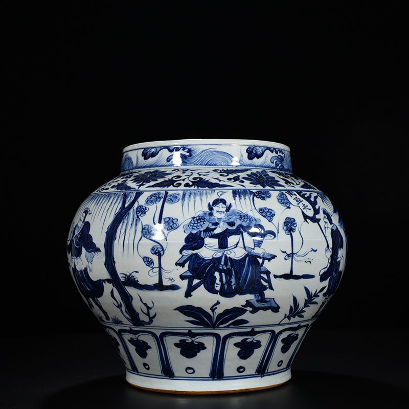 古董古玩收藏真品包老保真老瓷器宋瓷摆件 元青花周亚夫军细柳
