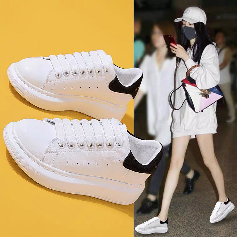 2022春夏新款麦昆小白鞋真皮增高松糕厚底学生男女休闲单鞋女板鞋