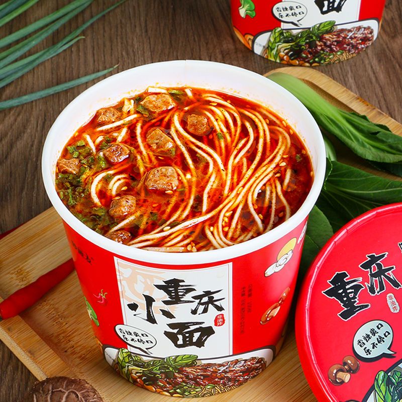 妙趣友重庆小面牛肉面方便速食桶装整箱免煮冲泡非油炸方便面泡面