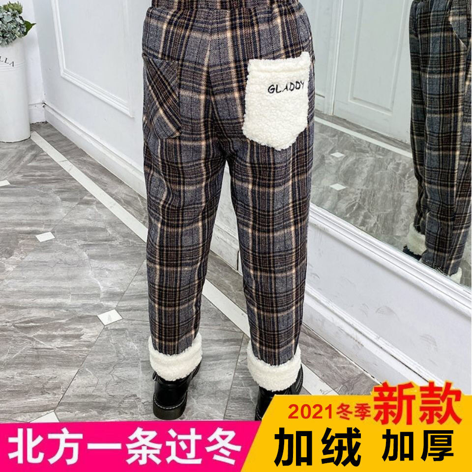 女童加絨加厚褲子冬季外穿寬鬆長褲2023年新款時尚女大童保暖褲潮