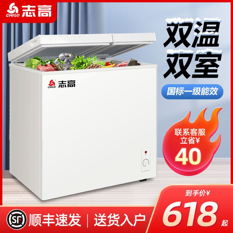 志高小冰柜家用冷藏冷冻小型冰柜保鲜冷冻两用冰柜双温商用大容量