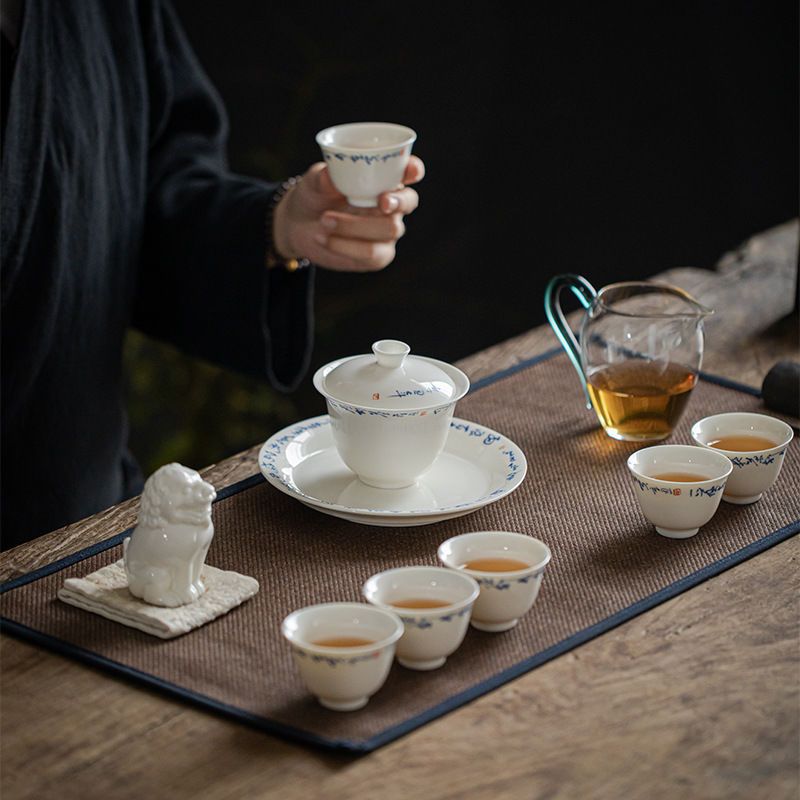 彩云之南陶瓷茶具套装 普洱茶泡茶具玉泥白瓷整套礼盒装茶具