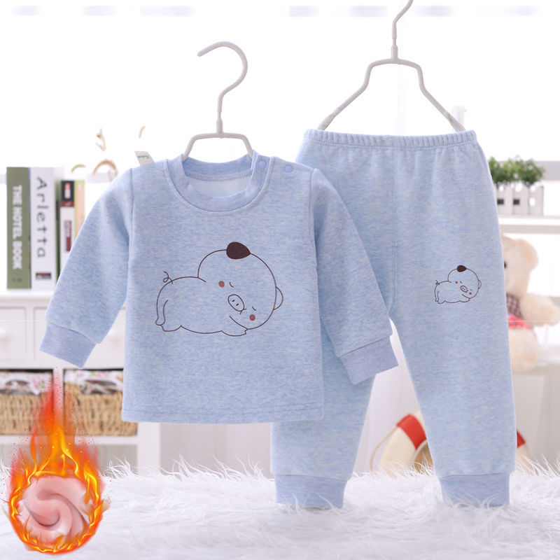 婴幼儿保暖加绒内衣打底衫秋冬装宝宝上衣新生儿纯棉长袖0-1-2岁
