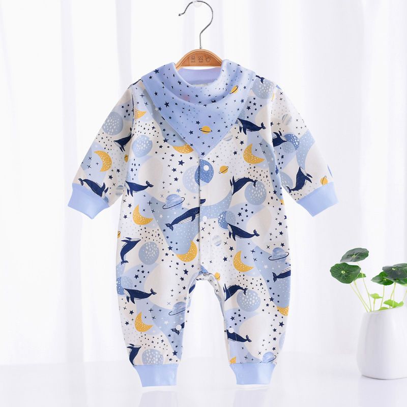 Baby jumpsuit warm cotton boneless spring autumn winter pajamas male and female newborn baby romper comfortable autumn clothing