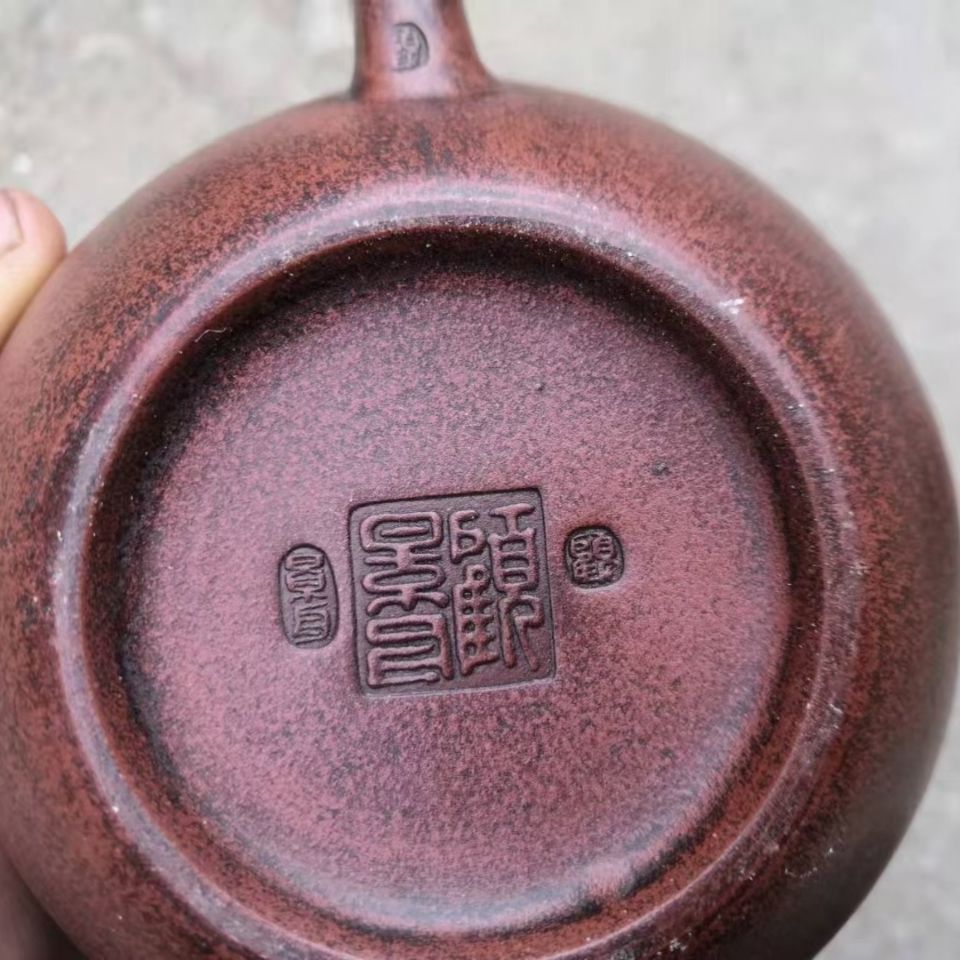 特价原矿紫砂红泥大容量顾景舟底款掇球壶曼生经典器型老摆件茶具