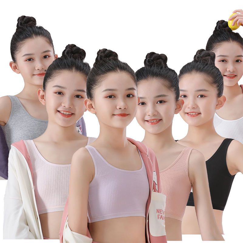 Cotton girls vest girl development period tube top middle and big boys and girls junior high school pupils underwear 9-12-15 years old