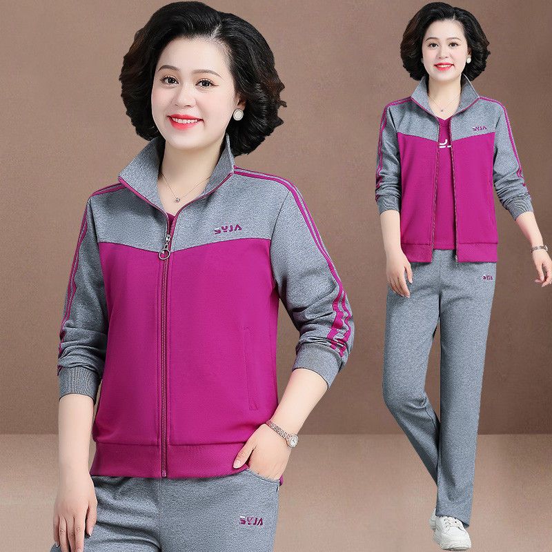 Mother's three-piece suit 2023 spring and autumn new women's suit middle-aged and elderly grandma's spring and autumn sportswear