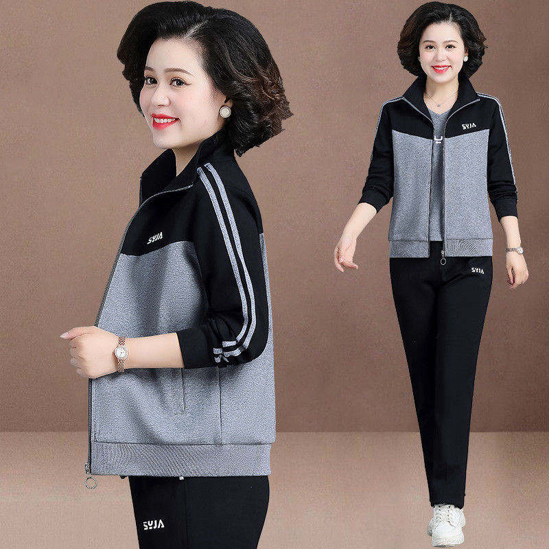 Mother's three-piece suit 2023 spring and autumn new women's suit middle-aged and elderly grandma's spring and autumn sportswear