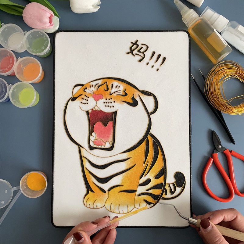 景泰蓝生肖小老虎掐丝珐琅画diy材料包非遗手工制作创意生日礼物【2月