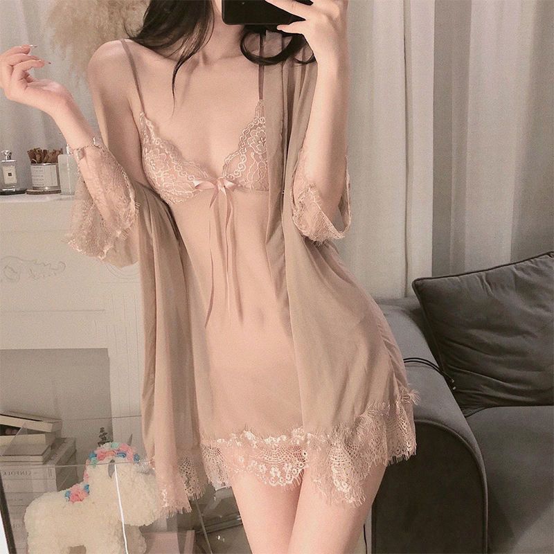 Mei Liuli [four-piece suit] sexy lace pajamas female charming new summer nightdress temptation underwear summer