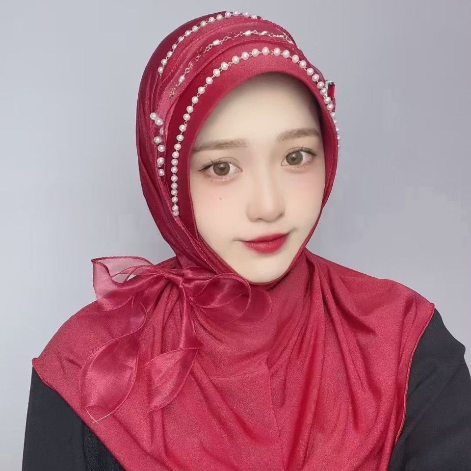 穆丝林纱巾新款头套回族头巾新款纱巾帽子女方便硬帽檐盖包头帽