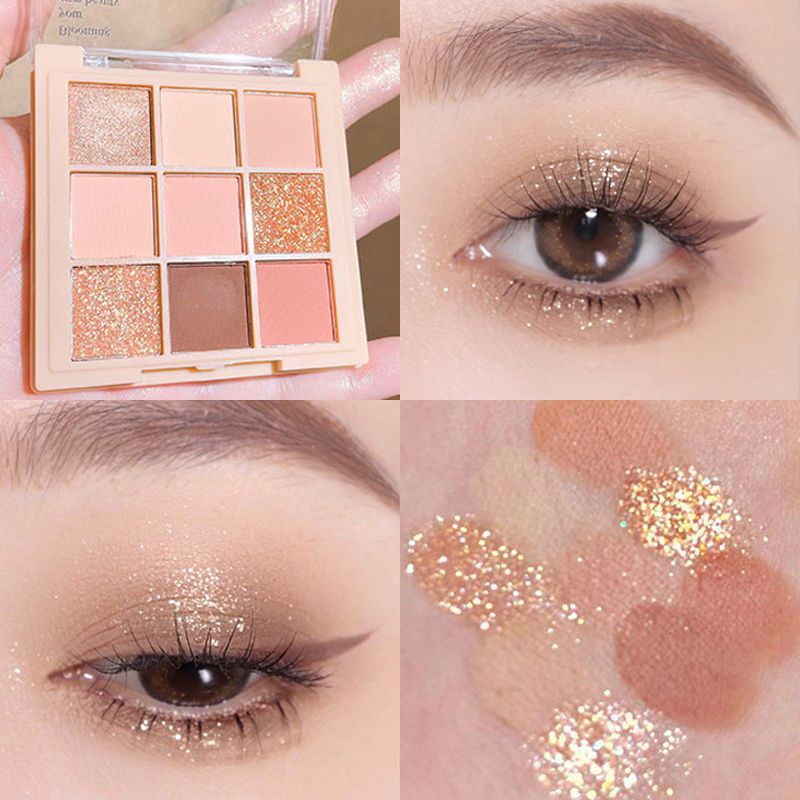 Plain water eye shadow palette  new shiny sparkling beads matte affordable not easy to remove makeup waterproof students daily