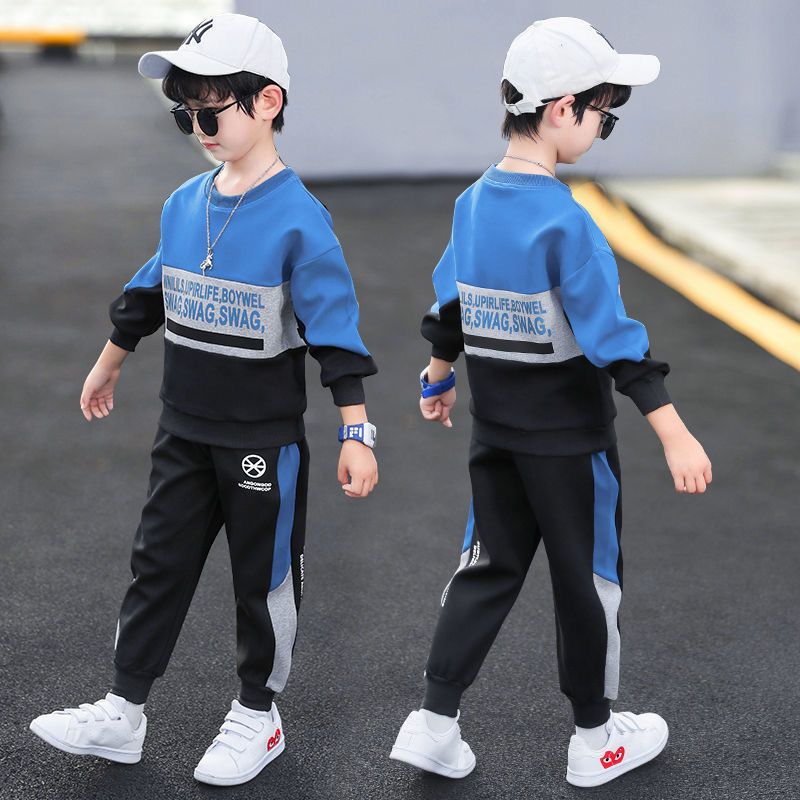 Boys suit spring  new children's sweater boy middle-aged and older children's sports children's clothing spring and autumn long-sleeved two-piece set