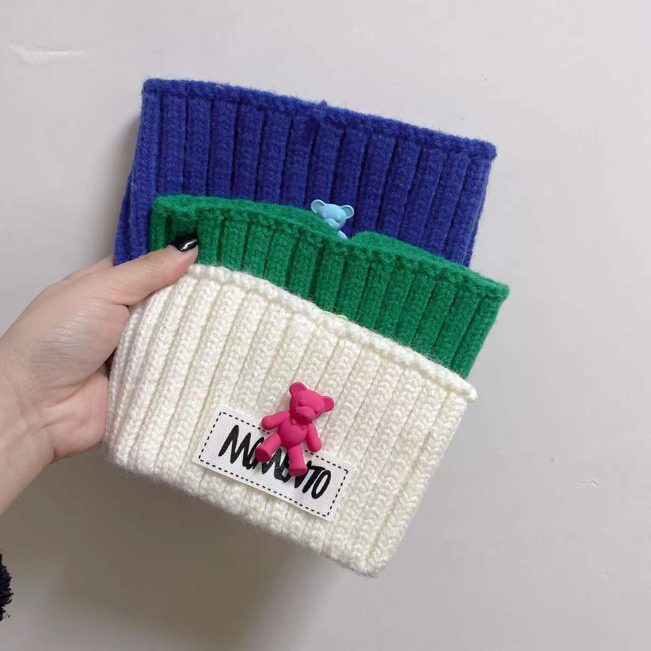 Patch bear wide-brimmed sports knitted headband elastic elastic headband daily wear Korean version of all-match hair accessories for women