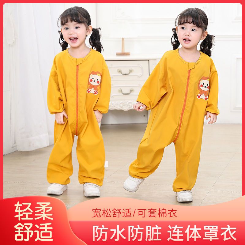 Baby jumpsuit waterproof baby crawling clothing whole body anti-dirty crawling anti-wear eating protective clothing children's painting clothing