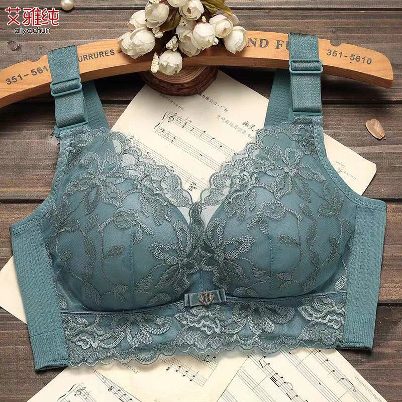Underwear women's small breasts thickened gather adjustment type without steel ring to close the auxiliary breast lift chest anti-sagging sexy embroidery bra
