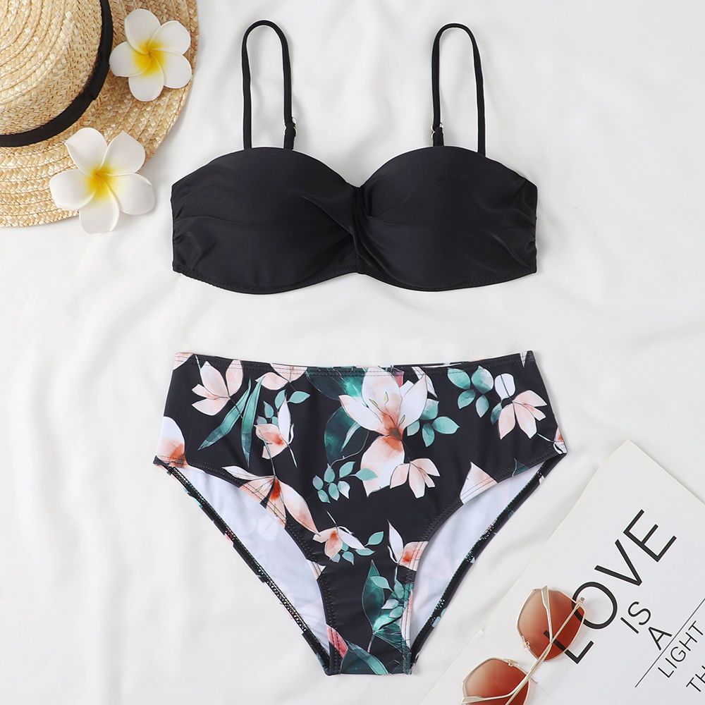 European And American Style Printed High-waisted Push-up Bikini With Hard Underwire, Sexy Two-piece Women's Swimsuit,_voghion.com