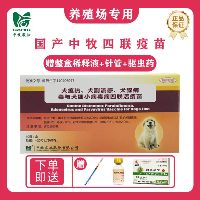 中牧犬四联疫苗养殖场犬瘟犬细小预防兽用正品肉狗育苗批发活疫苗