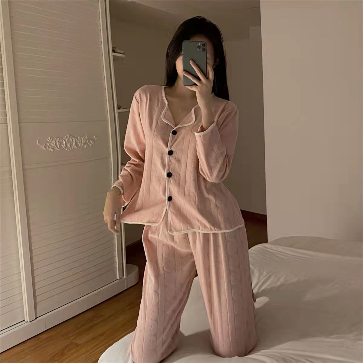 New ins pajamas women's spring and autumn long-sleeved thin section high-end cute student small fragrance home service suit summer