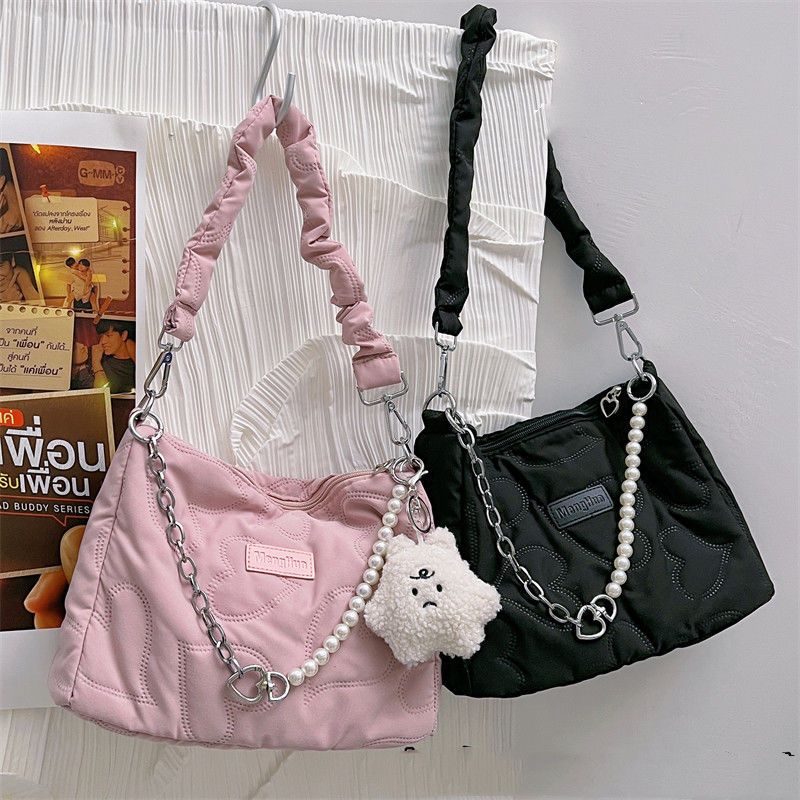 Korean ins small fresh girl chain armpit bag female Japanese soft sister love Messenger bag student shoulder bag