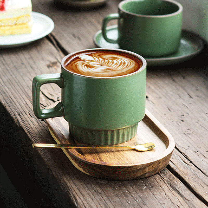 北欧式高颜值咖啡杯家用水杯子陶瓷早餐奶茶杯下午茶杯碟套装带勺