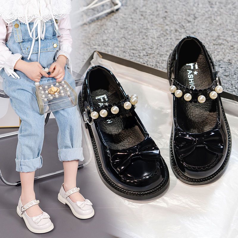 Girls' leather shoes 2022 spring and autumn new children's soft-soled princess shoes baby black performance shoes little girl single shoes