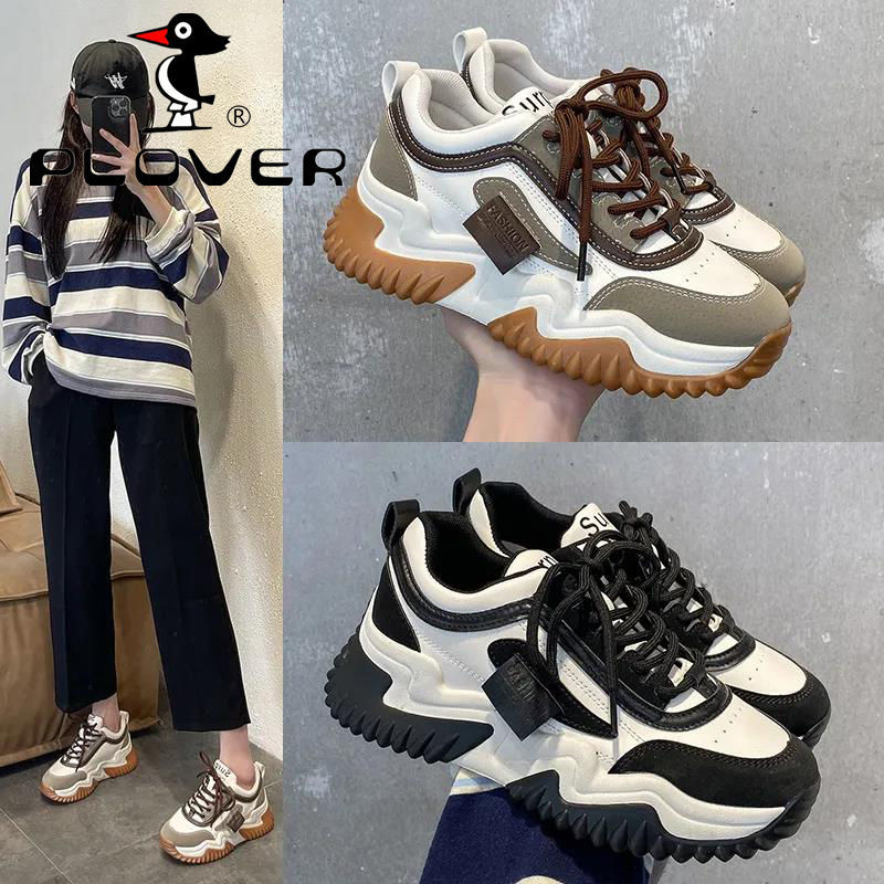 PLOVER啄木鳥老爹鞋女ins潮2022年春季新款運動休閒厚底炸街增高