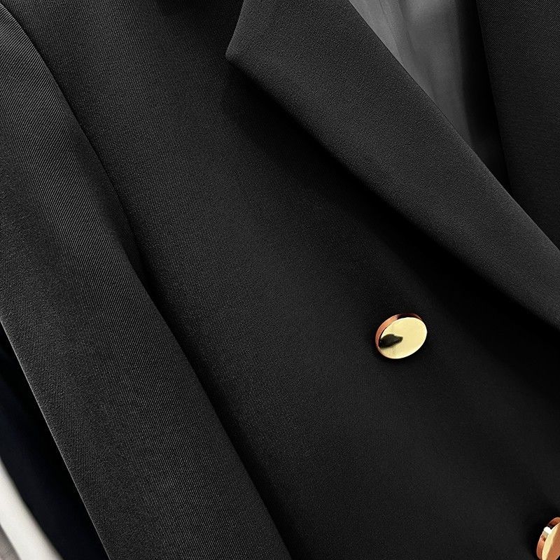 黑色金属扣西装外套女年春季新款设计感英伦风时尚潮流小西服