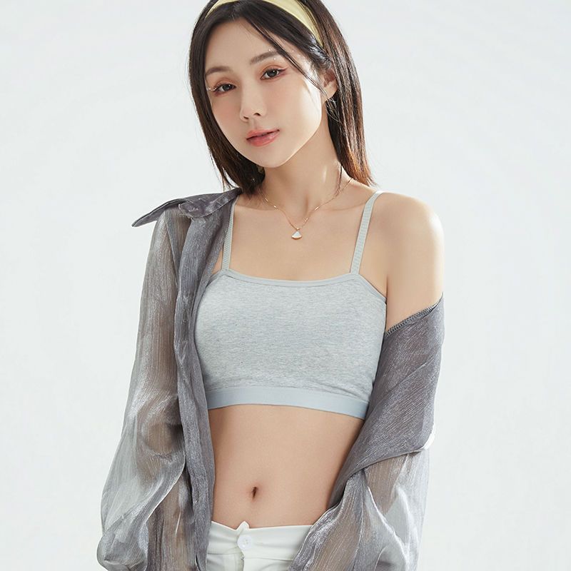 Attractive posture pure cotton bra glossy tube top correction chest small sleep bottoming beautiful back underwear students summer thin section