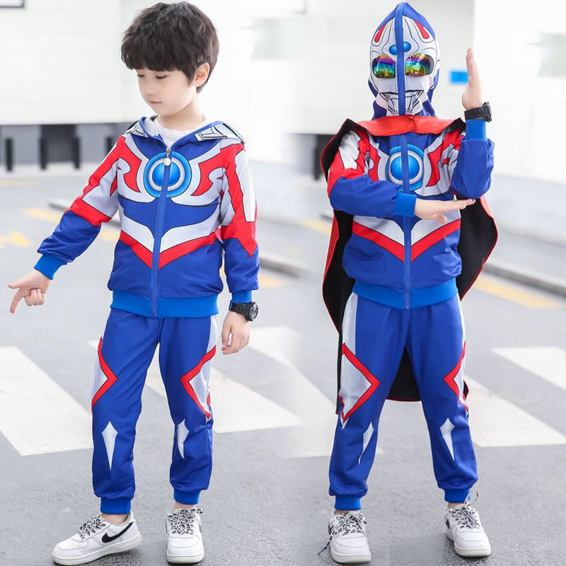 New Ultraman clothes, children's wear, sports suit, boys' hot style, new spring clothes, handsome and foreign boy trend