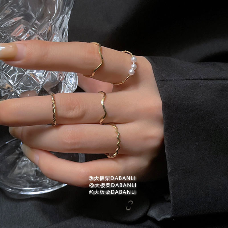 Ring female ins trendy fashion personality little finger tail ring cold wind light luxury gold color does not fade exquisite trendy cool hot girl