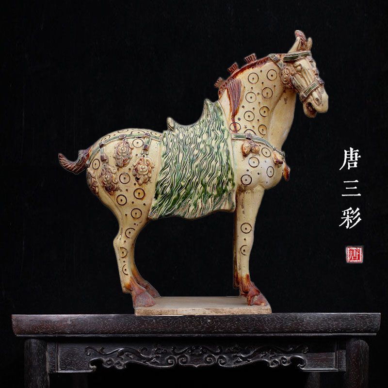 高超仿古唐三彩马驼陶瓷摆件古玩收藏做旧绞胎绞釉唐三彩艺术骆驼
