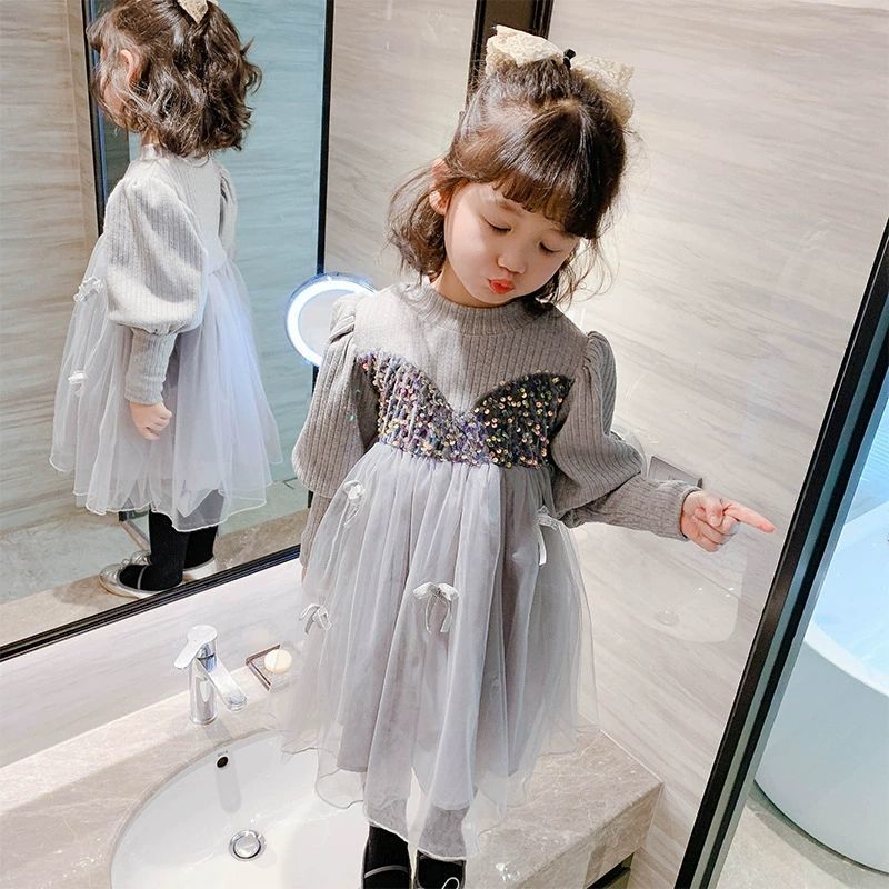 女童連衣裙公主裙禮服裙2023春裝新款中大童裝蕾絲紗裙韓版洋氣潮