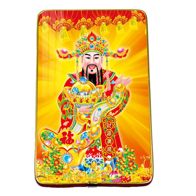 大尺寸结缘财神爷高清画像财神挂画相框摆台水晶版画立架财神老爷