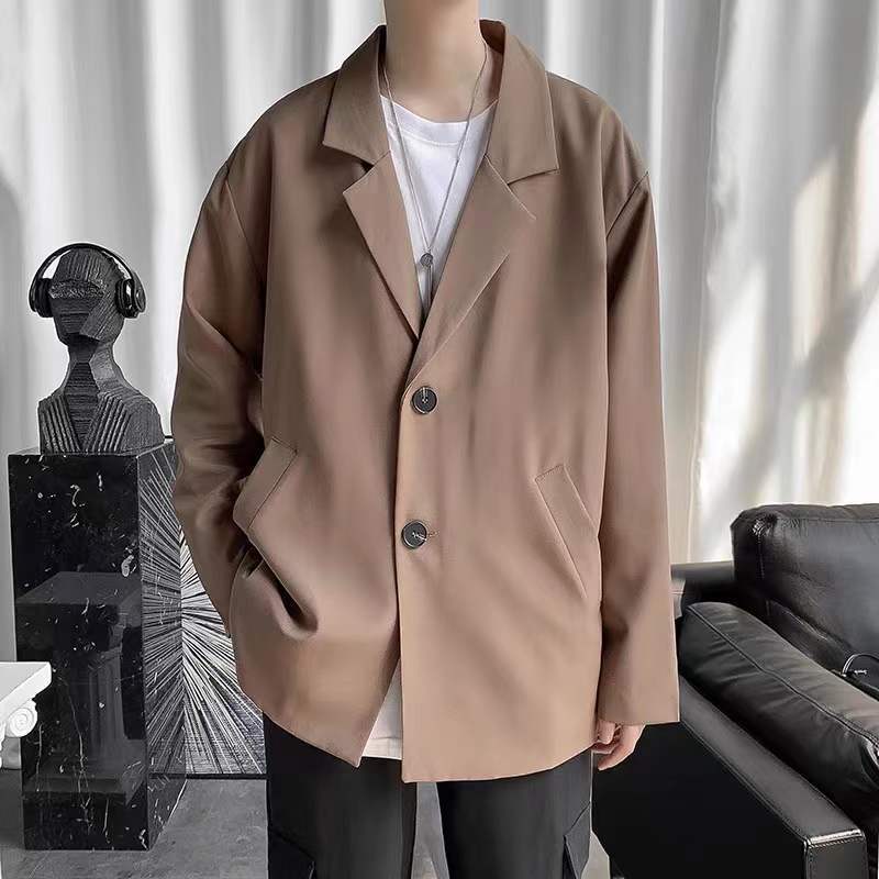 Large size three-piece casual suit jacket men's loose Korean version of the trendy dk uniform college style ruffian handsome small suit men