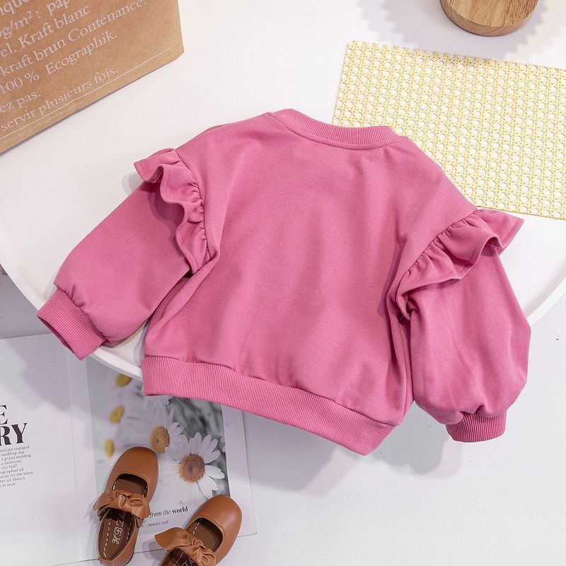 Girls  spring new tops cute baby girls casual pullovers children's love round neck spring and autumn sweaters