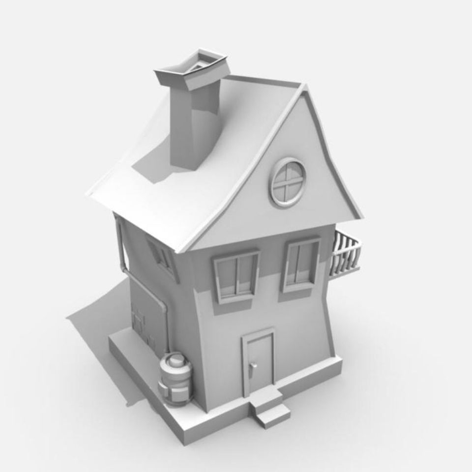 简单别墅小屋3dmax模型文件3d打印obj stl fbx模型文件maya