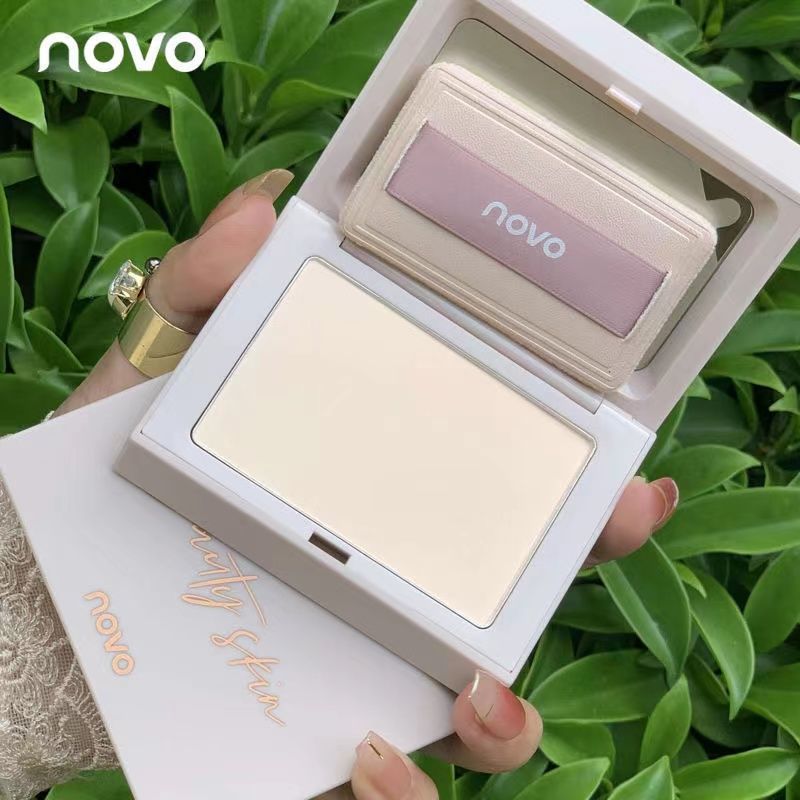 NOVO粉餅網紅同款散粉定妝粉控油遮瑕美白粉撲女學生黨乾濕兩用