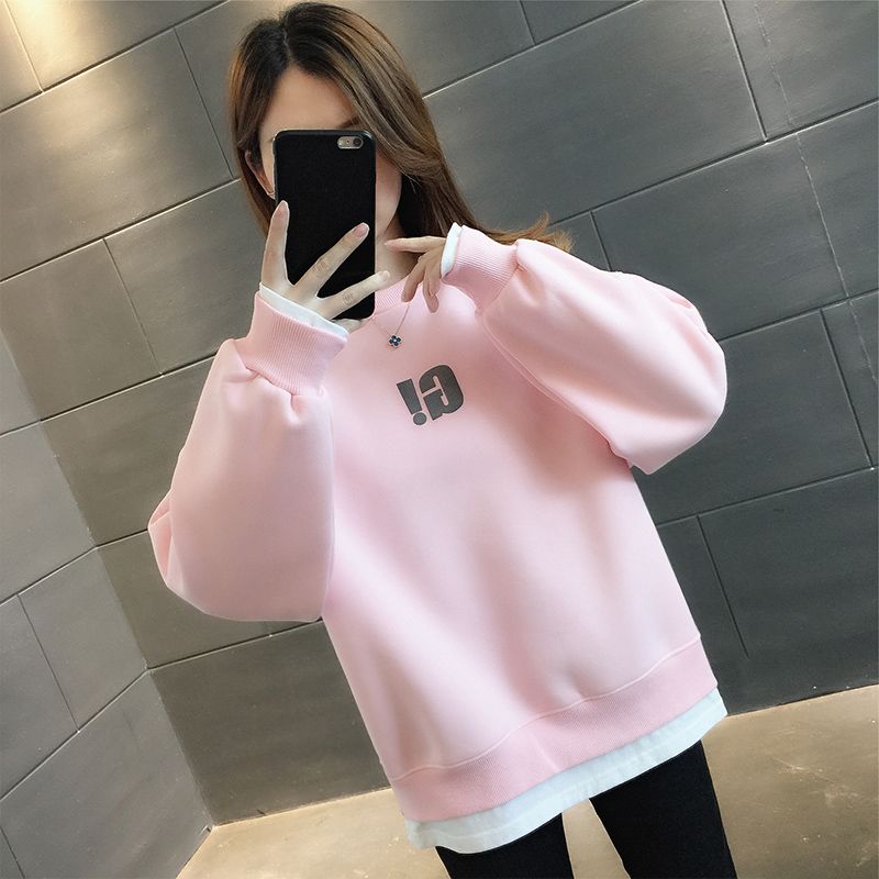 春秋裝薄款韓版女裝假兩件上衣秋冬洋氣百搭衛衣女ins潮2023新款