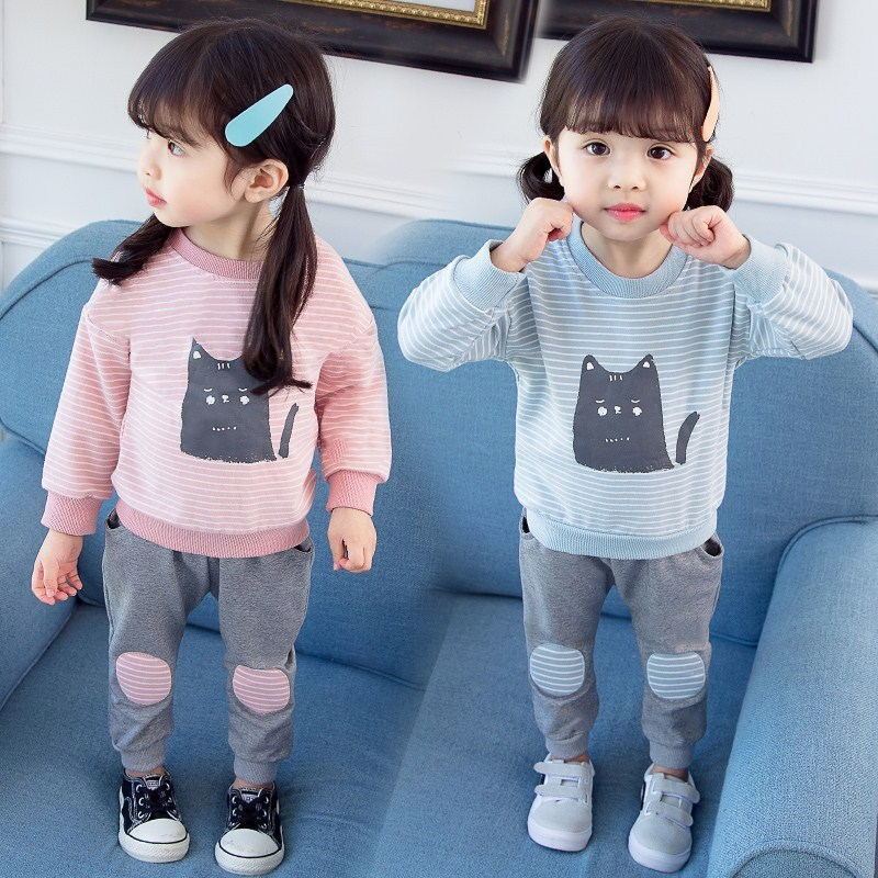 女寶寶春裝套裝2022新款女童春秋季洋氣卡通兩件套嬰幼兒童衣服潮