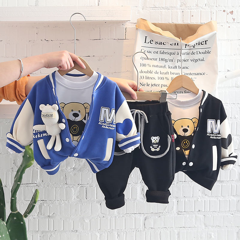 Boys  spring handsome suit handsome spring and autumn new foreign style baseball suit three-piece children's suit