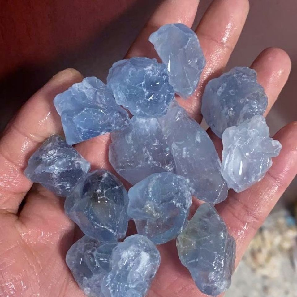 天然水晶原石天青石蓝水晶石香薰扩香石鱼缸造景石水晶摆件diy