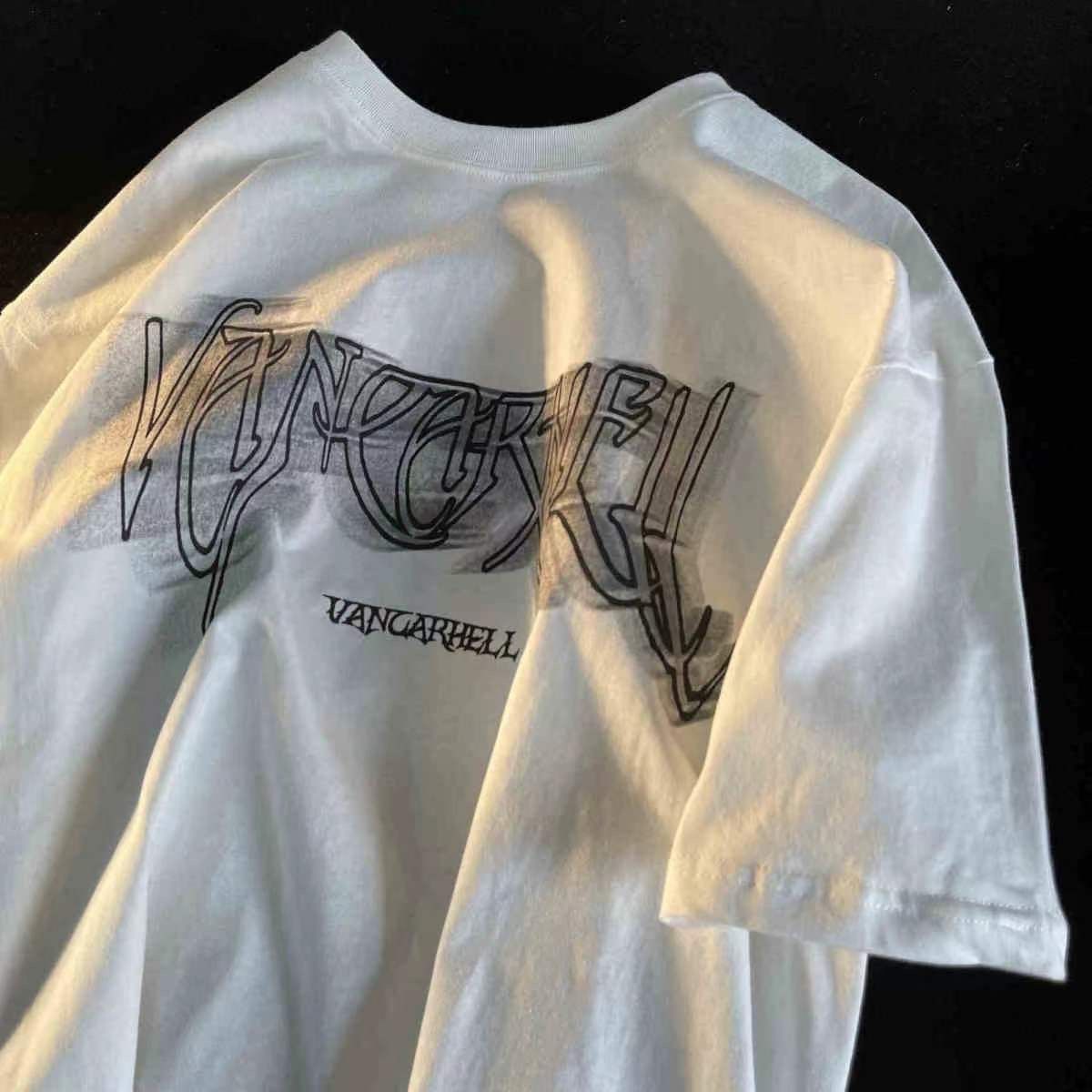 American retro dark high street all-match couple tops all-match oversize tide brand ins cotton short-sleeved T-shirt