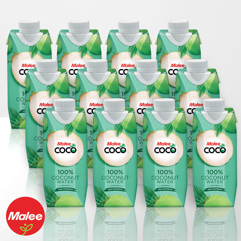 Malee椰子水泰国原箱进口NFC玛丽100%无添加原味330ml*12瓶