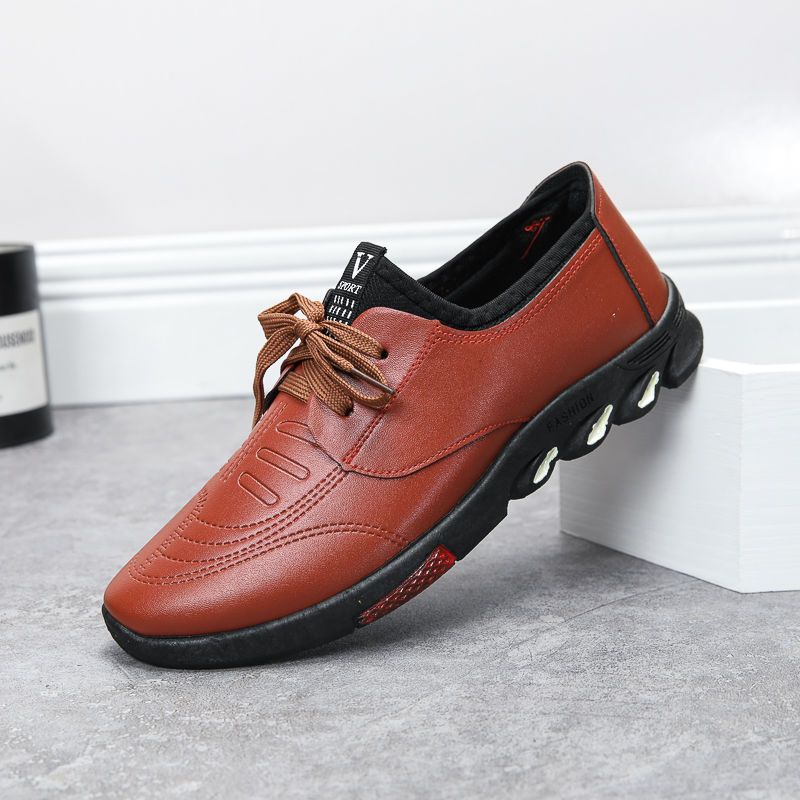 Men's leather shoes warm plus velvet work slip on casual winter plus velvet thick warm cotton shoes for men