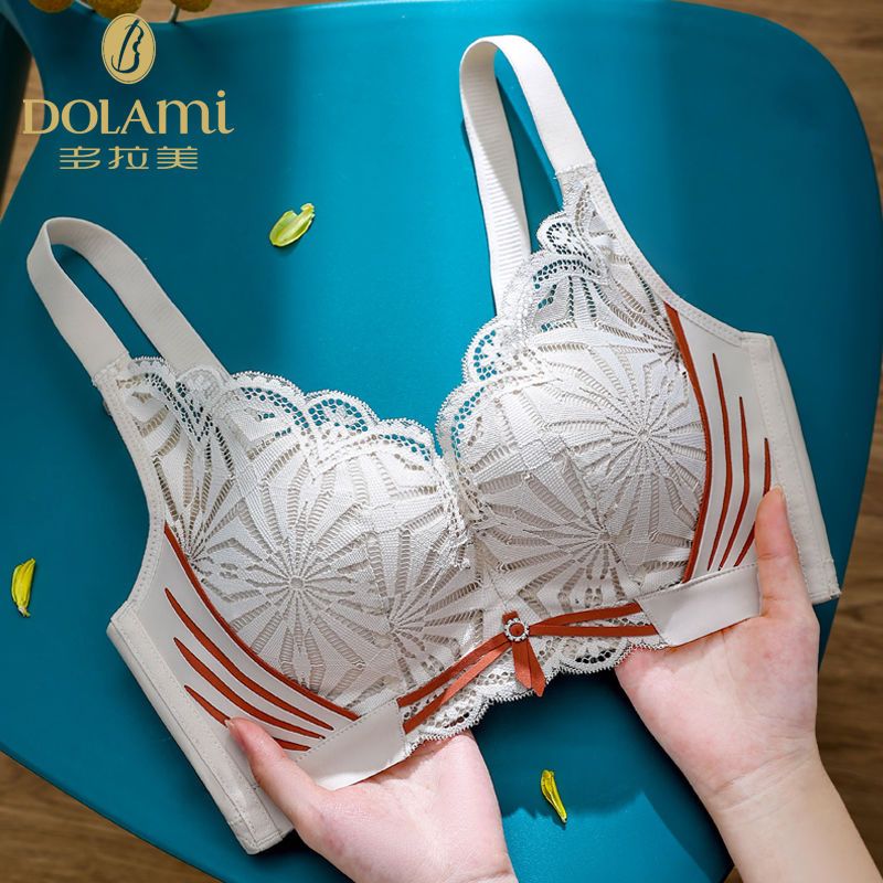 Latex underwear women's small breasts gather to show big without rims to close breasts anti-sagging adjustable silk bra set