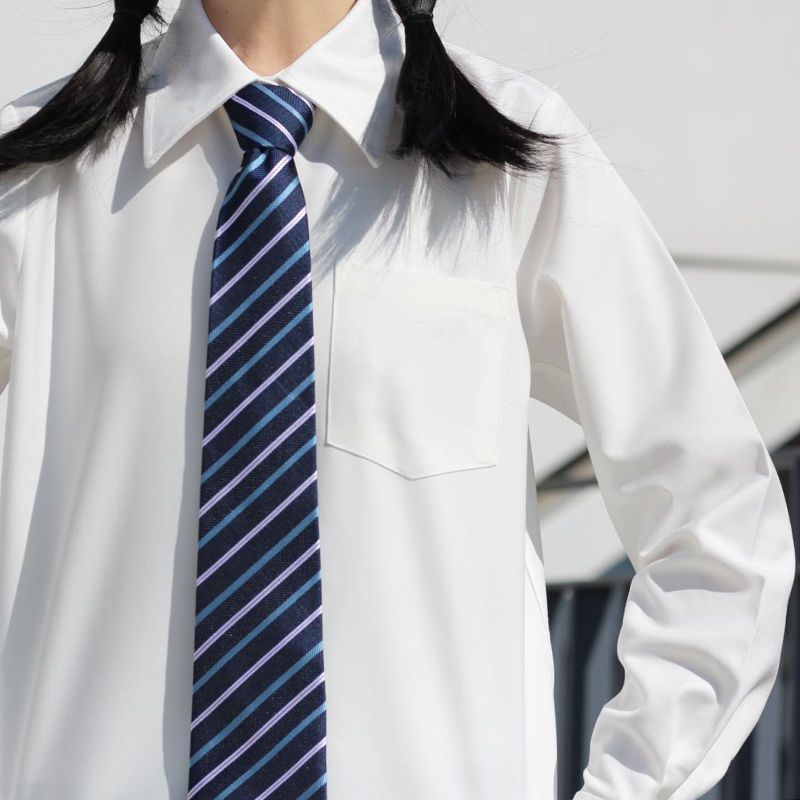 春秋新款妙氏原創JK刺繡襯衫星辰洛奶白制服女白寸衫長袖襯衣不透