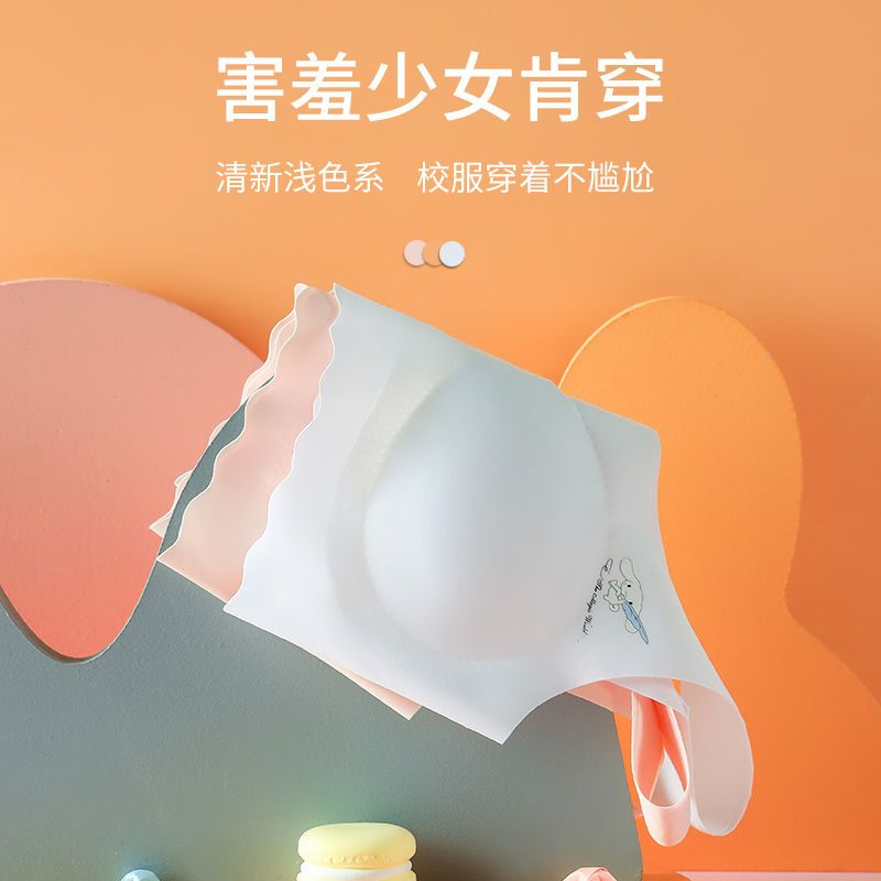 At the beginning of the developmental stage, girls' underwear, junior high school students, ice silk seamless bra, detachable chest pad and small vest